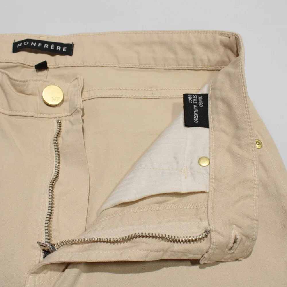 Monfrere NWT 5 Pocket Jeans Size 30 US Slim Straight Beige Cotton & Linen